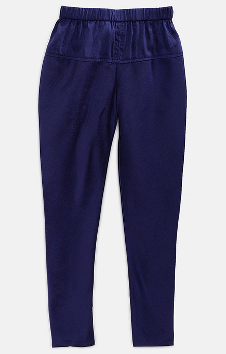 Ethnicity Royal Blue Chanderi Kids Girls Skd