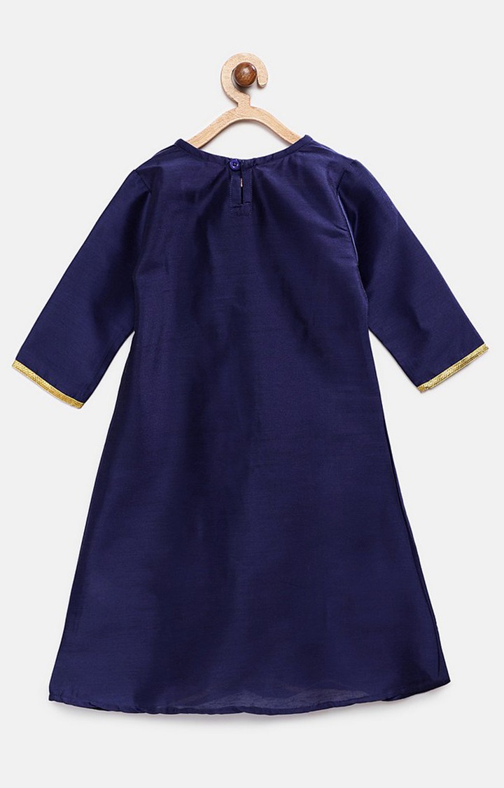 Ethnicity Royal Blue Chanderi Kids Girls Skd