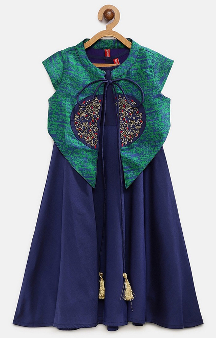 Ethnicity | Ethnicity Royal Blue Polyester Kids Girls Dress 0