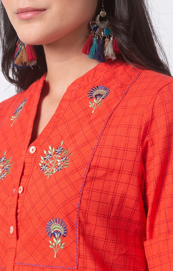 Ethnicity | Ethnicity Coral Linen Women Tunic 3