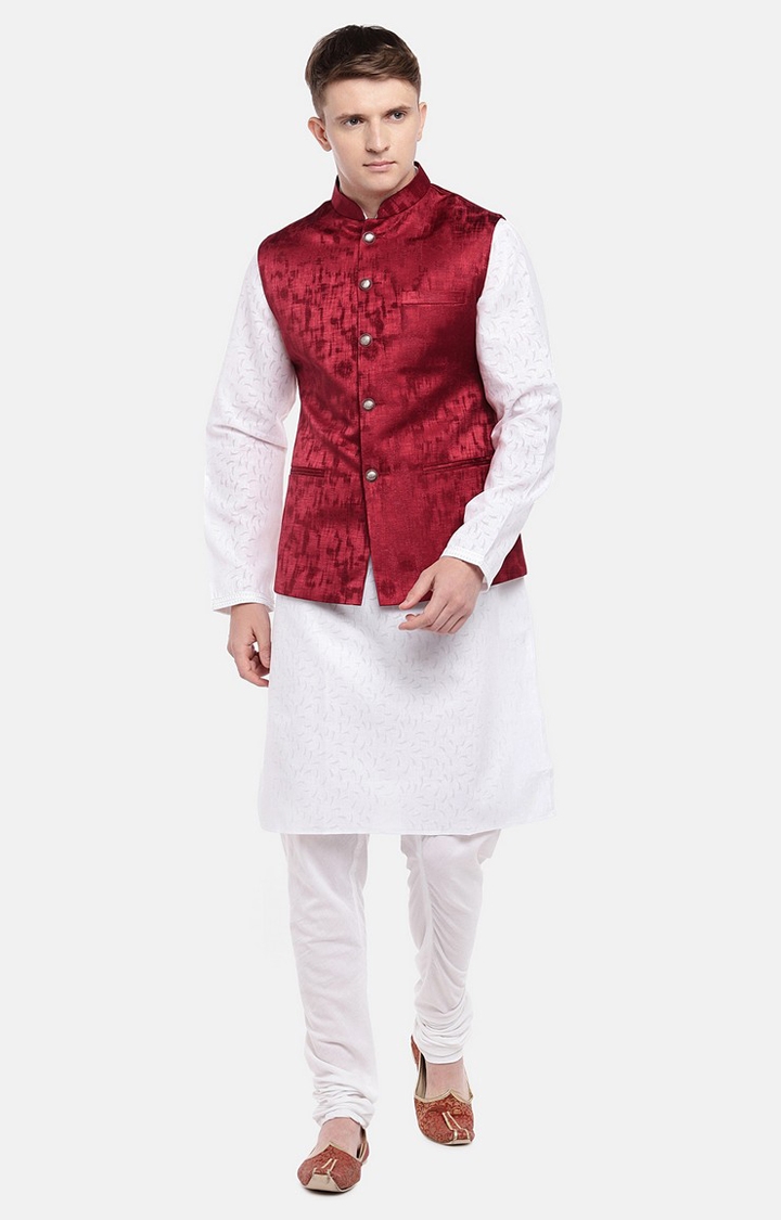 Ethnicity | Ethnicity Full Sleeve Polyester Blend Maroon Men Jackets 1