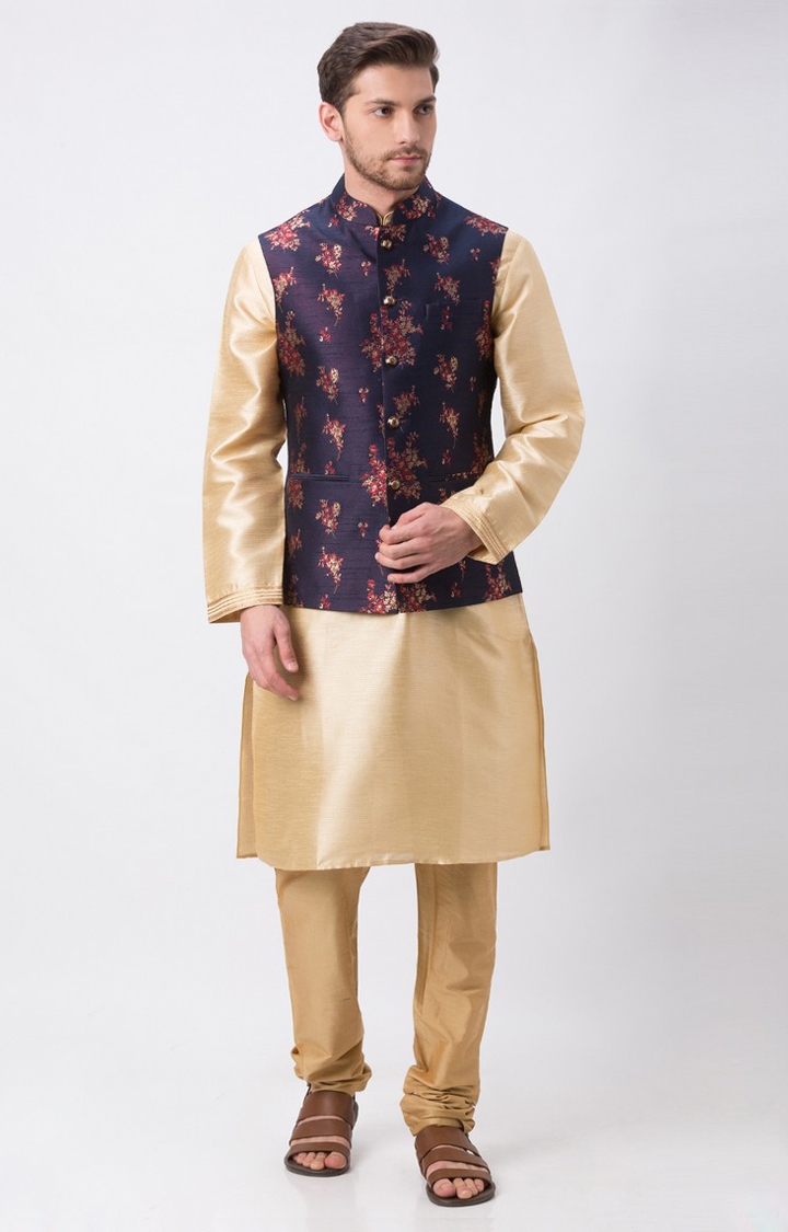 Ethnicity | Ethnicity Full Sleeve Polyester Blend Navy Men Jackets 1