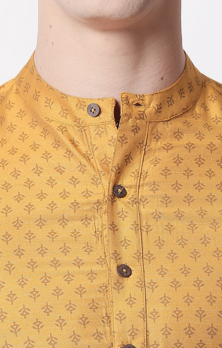 Ethnicity Mustard Polystaple  Men Kurta