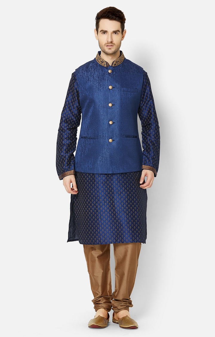 Ethnicity | Navy embroidered sleeveless jacket 0