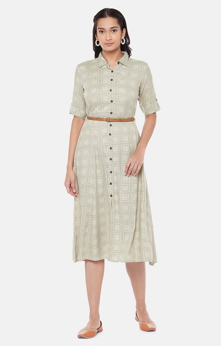 Rayon Straight Women Nile Blue Shirt Dress