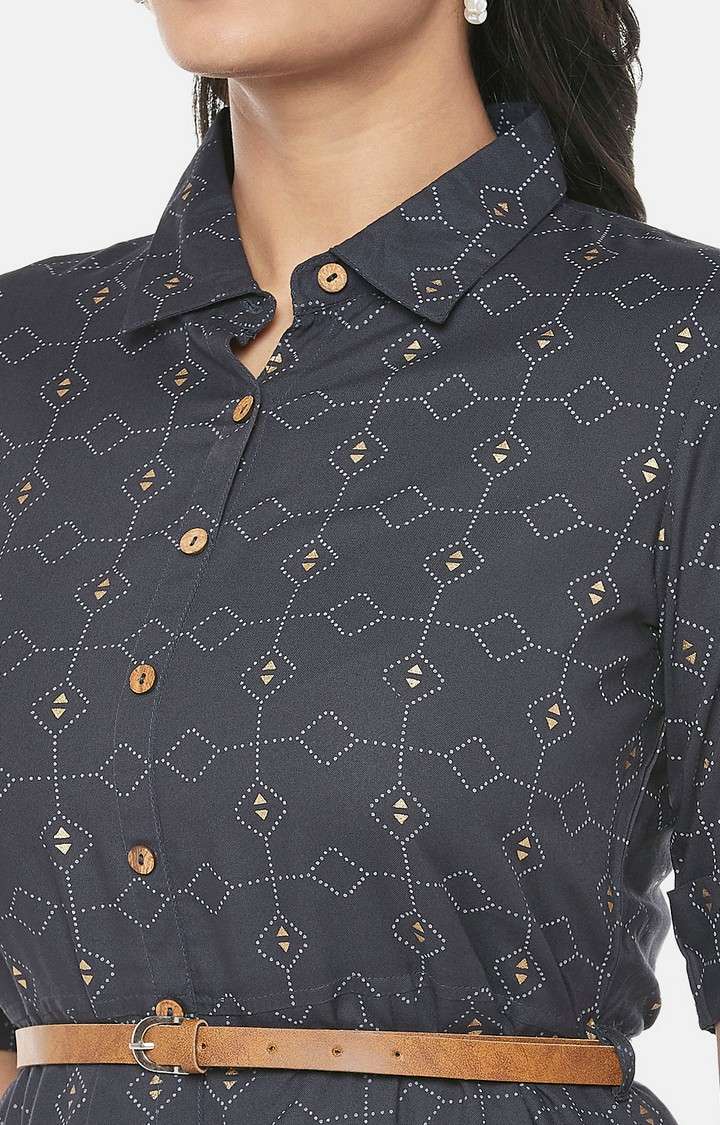 Rayon Straight Women Black Shirt Dress