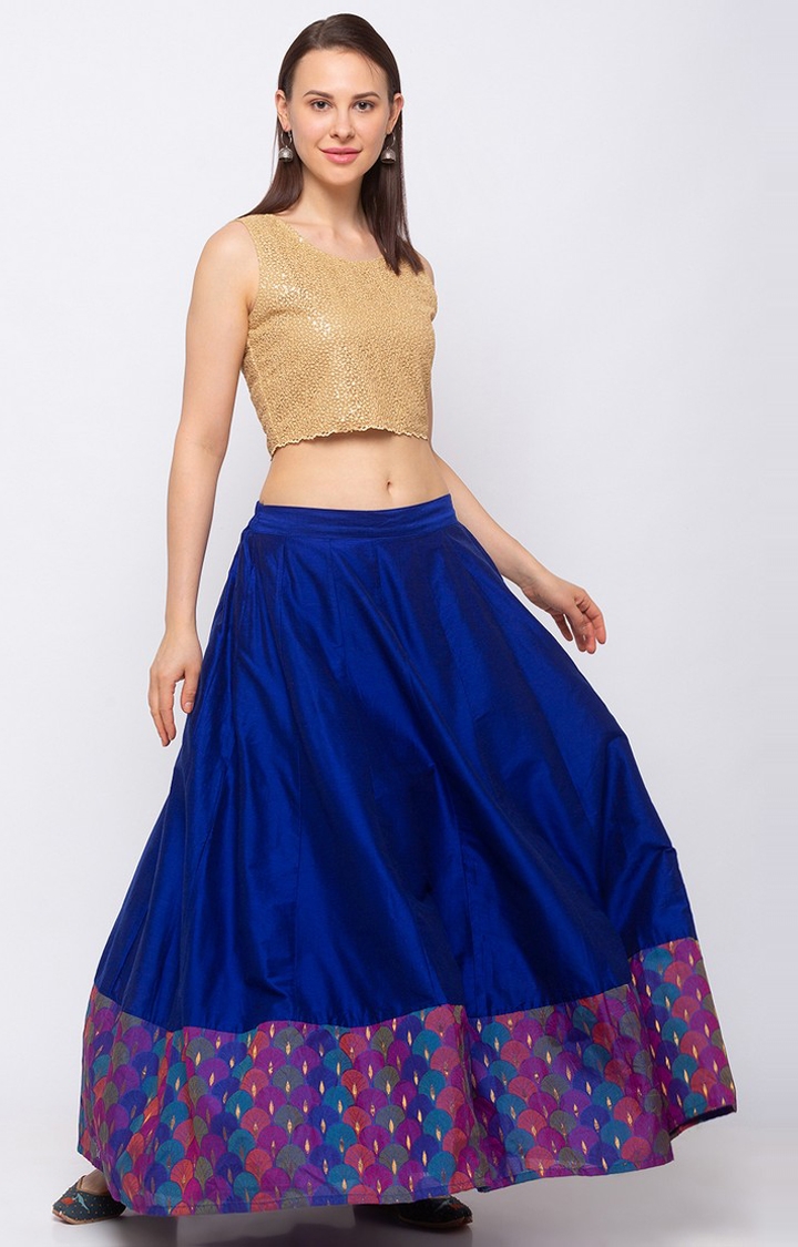 Ethnicity | Ethnicity Powerloom Kalidar Women Blue Skirt 1