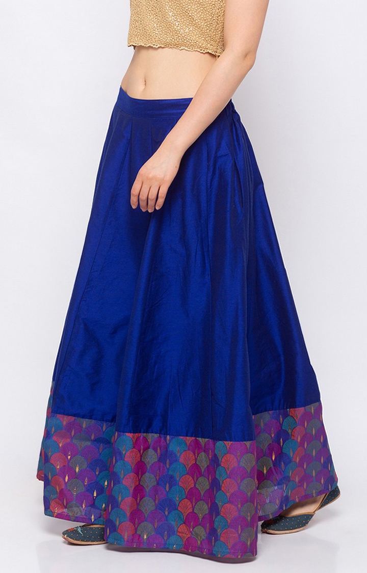 Ethnicity | Ethnicity Powerloom Kalidar Women Blue Skirt 2