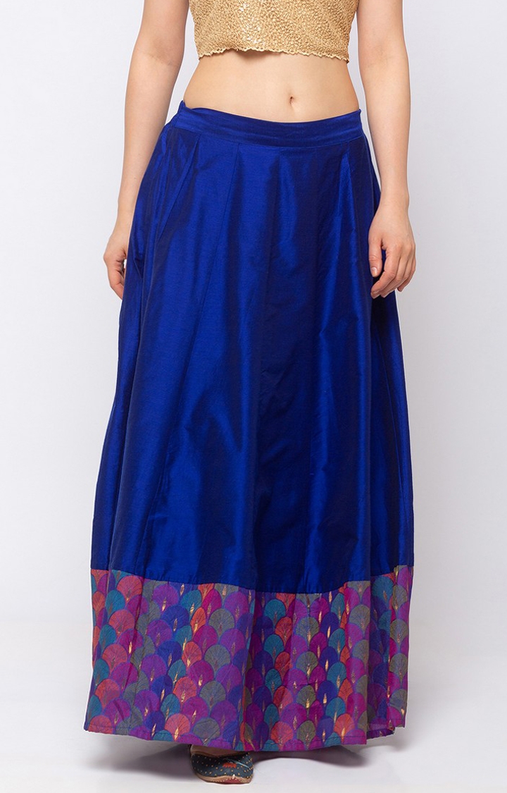 Ethnicity | Ethnicity Powerloom Kalidar Women Blue Skirt 0