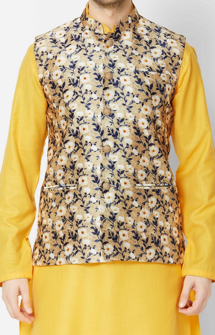 Ethnicity | Beige printed sleeveless jacket 4