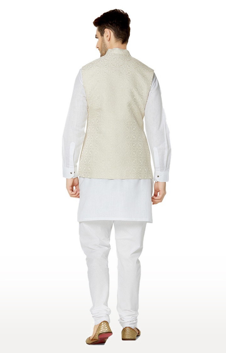 Ethnicity | Cream jacquard sleeveless jacket 3