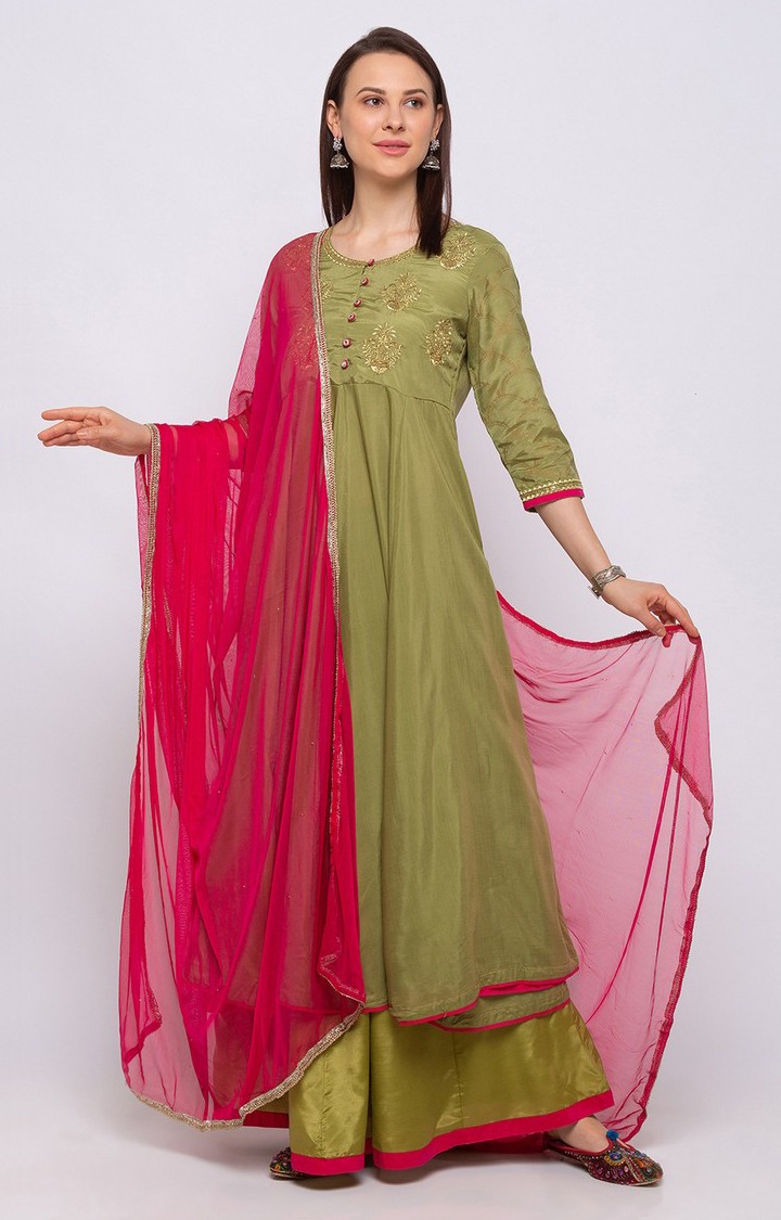 Ethnicity Women Occasion Net  Fuchsia Dupatta