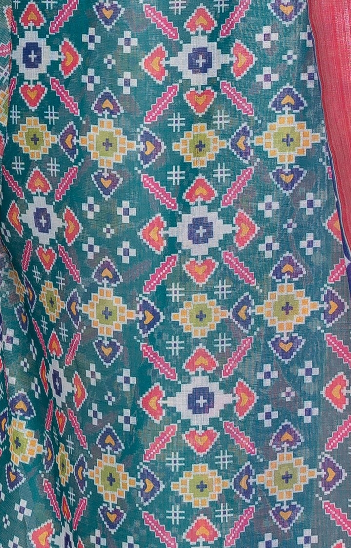 Ethnicity | Ethnicity Art Silk Straight  Women Emerald Multicolour Dupatta 2