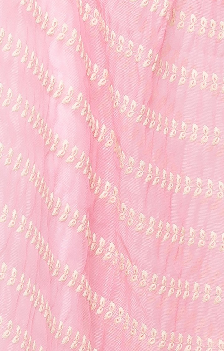 Ethnicity | Ethnicity Cotton Blend Straight  Women Pink Dupatta 2