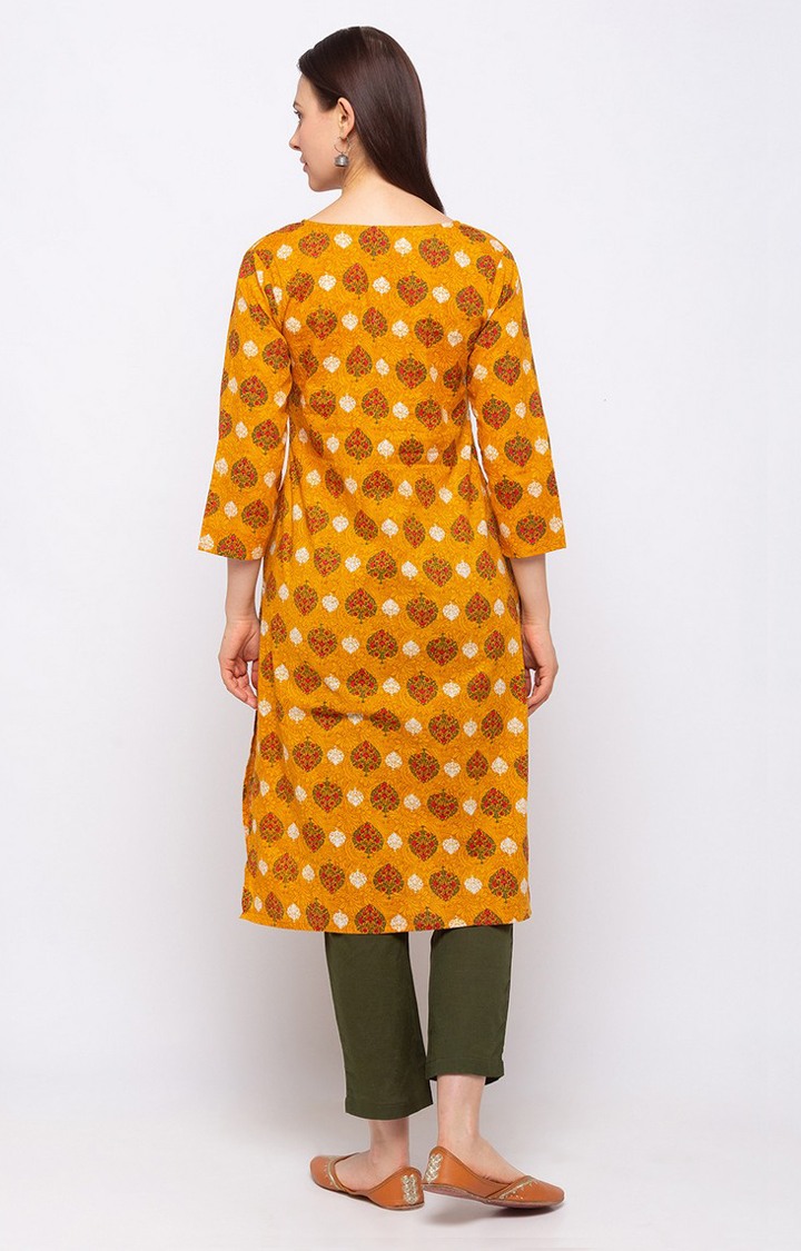 Ethnicity Women Mustard Cotton Kurta