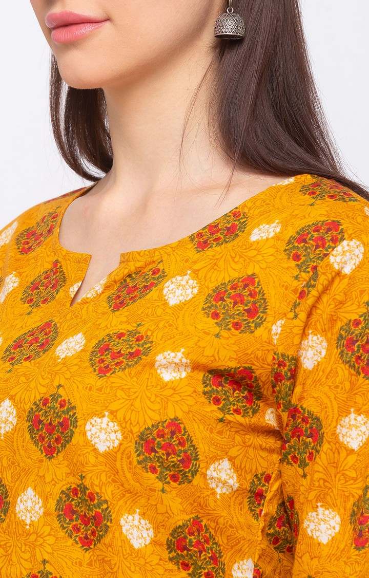 Ethnicity Women Mustard Cotton Kurta