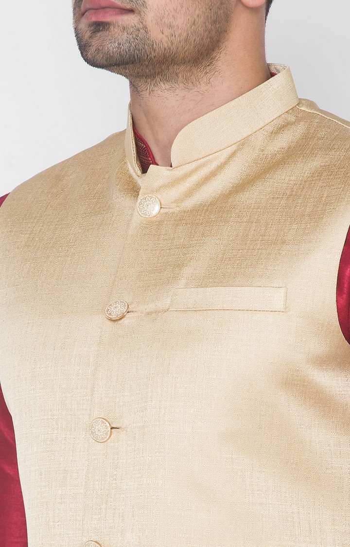 Ethnicity | Beige Solid sleeveless jacket 4