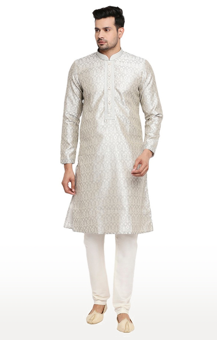 Ethnicity | Ethnicity Men's Grey Polyester Embroidered Kurta | XS 0