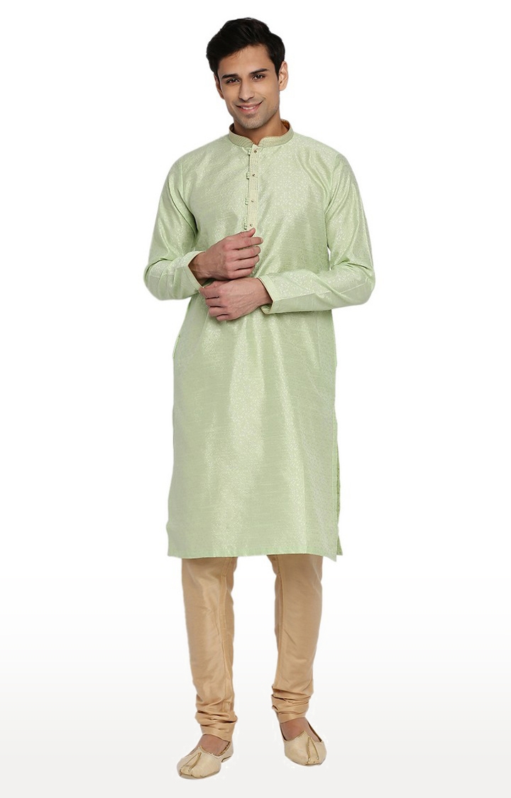 Ethnicity | Ethnicity Men's Pista Green Polyester Embroidered Kurta | XS 0