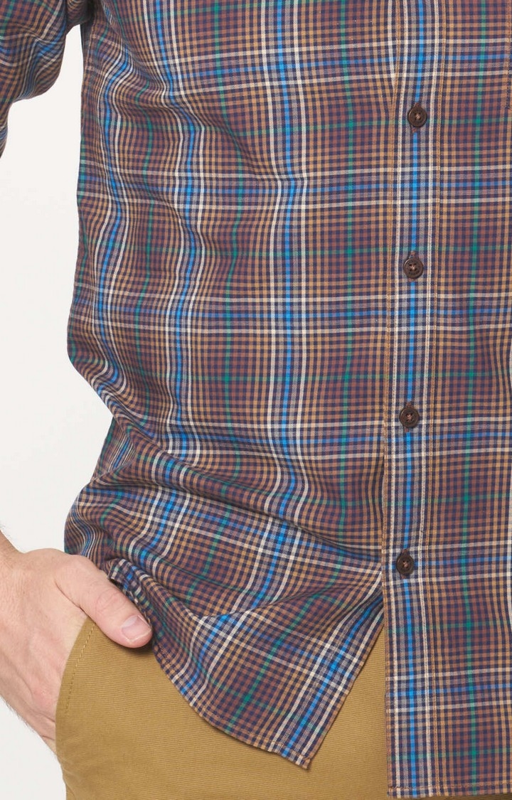 Basics | Beige Checked Casual Shirts 1