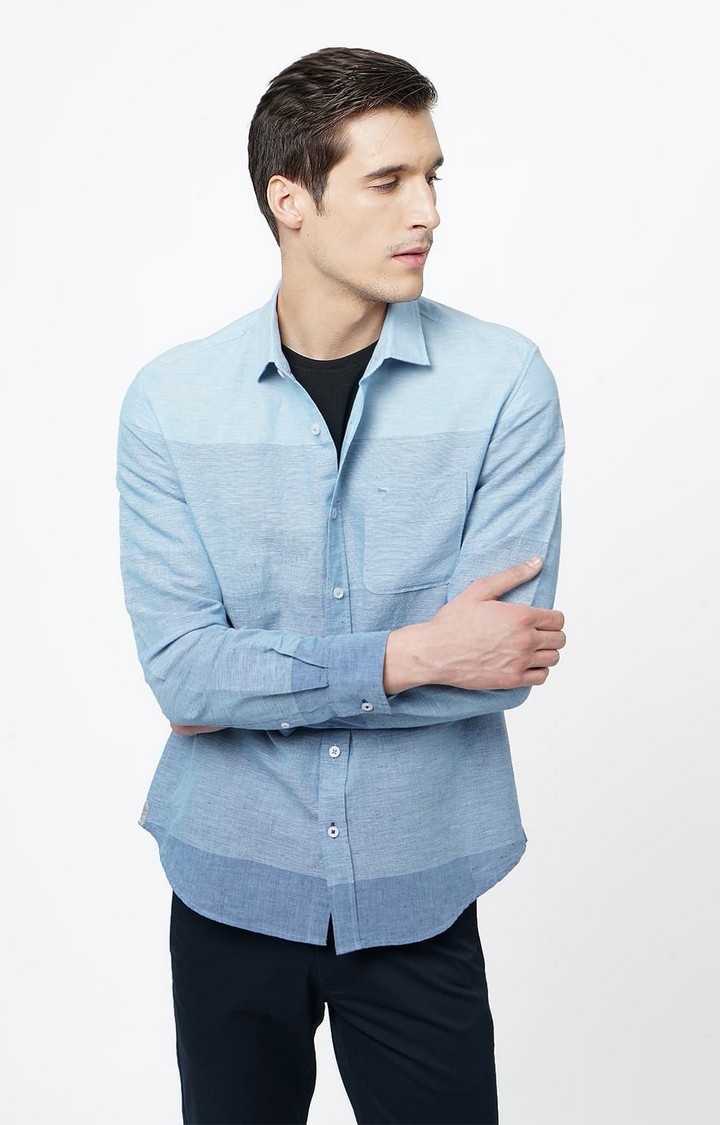 Basics | Blue Striped Casual Shirts 0