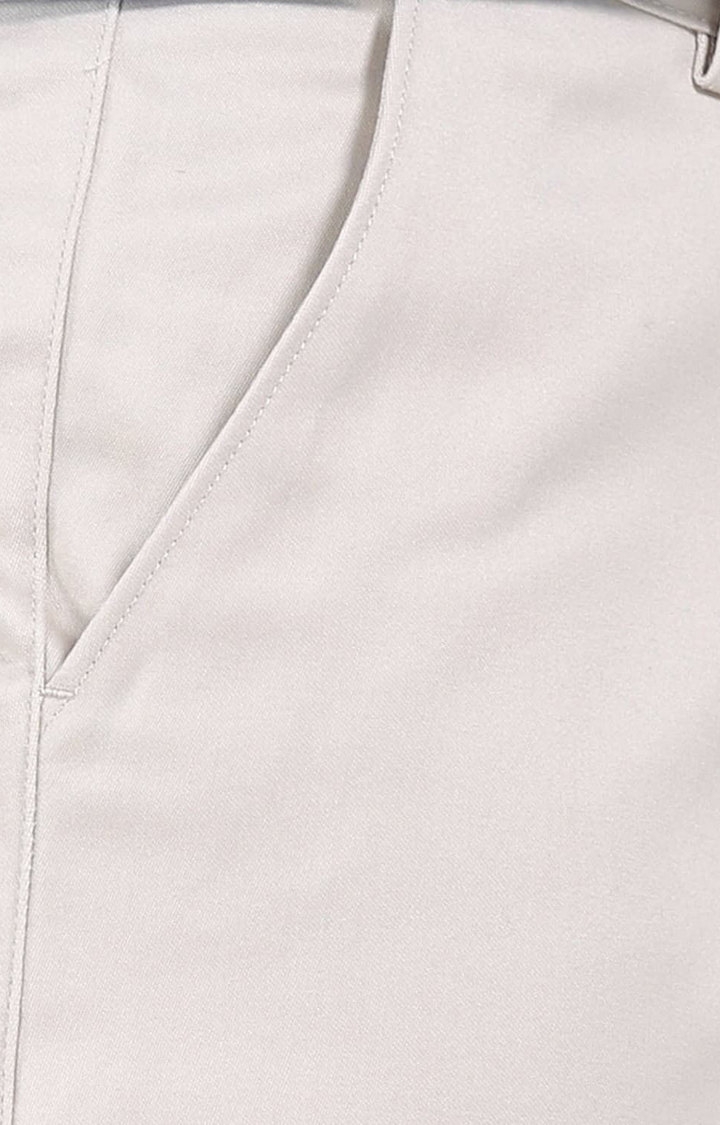 Basics | Men's Beige Cotton Blend Solid Chinos 4