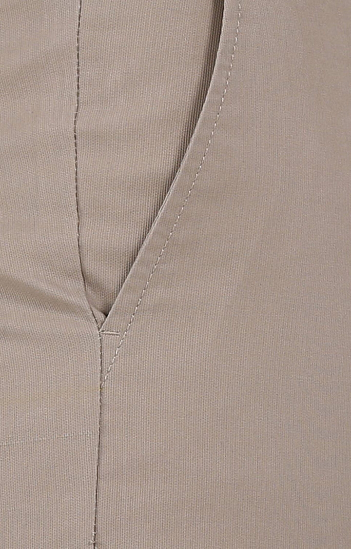 Men's Brown Cotton Solid Chinos