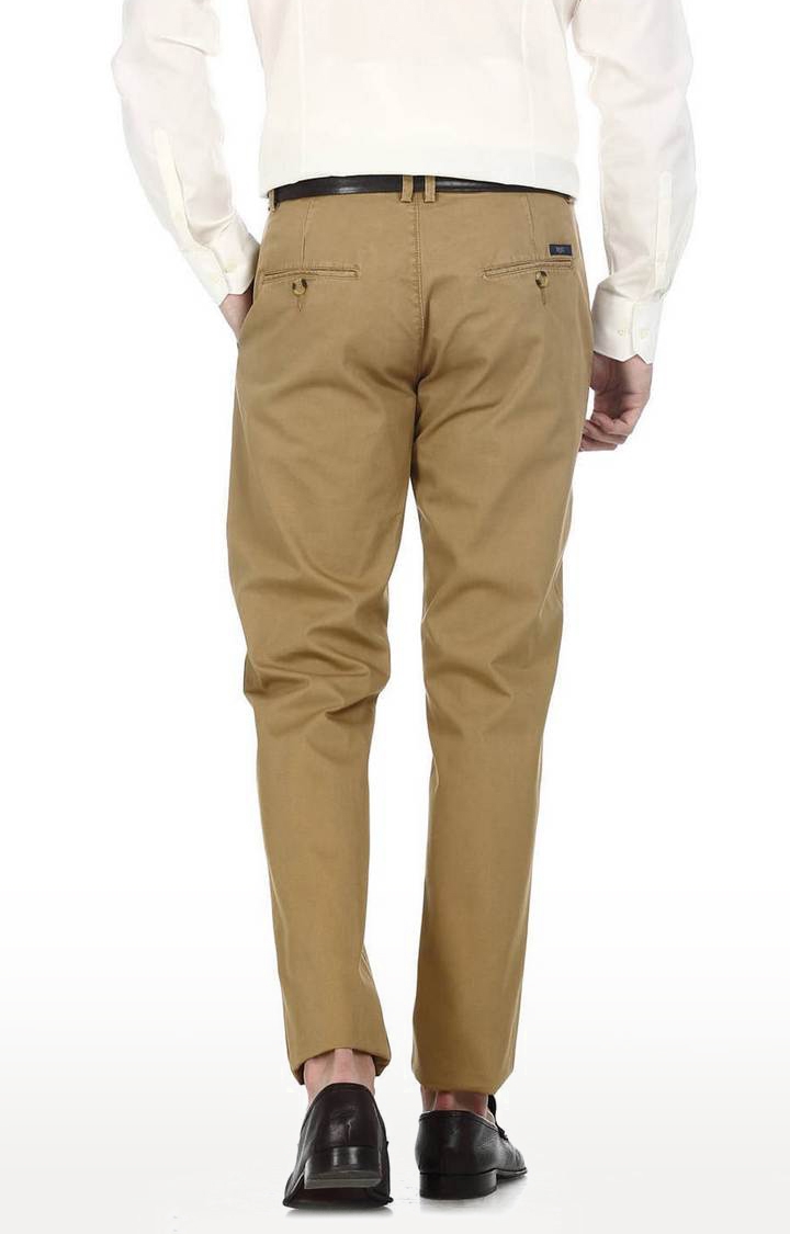Basics | Men's Brown Cotton Solid Chinos 2