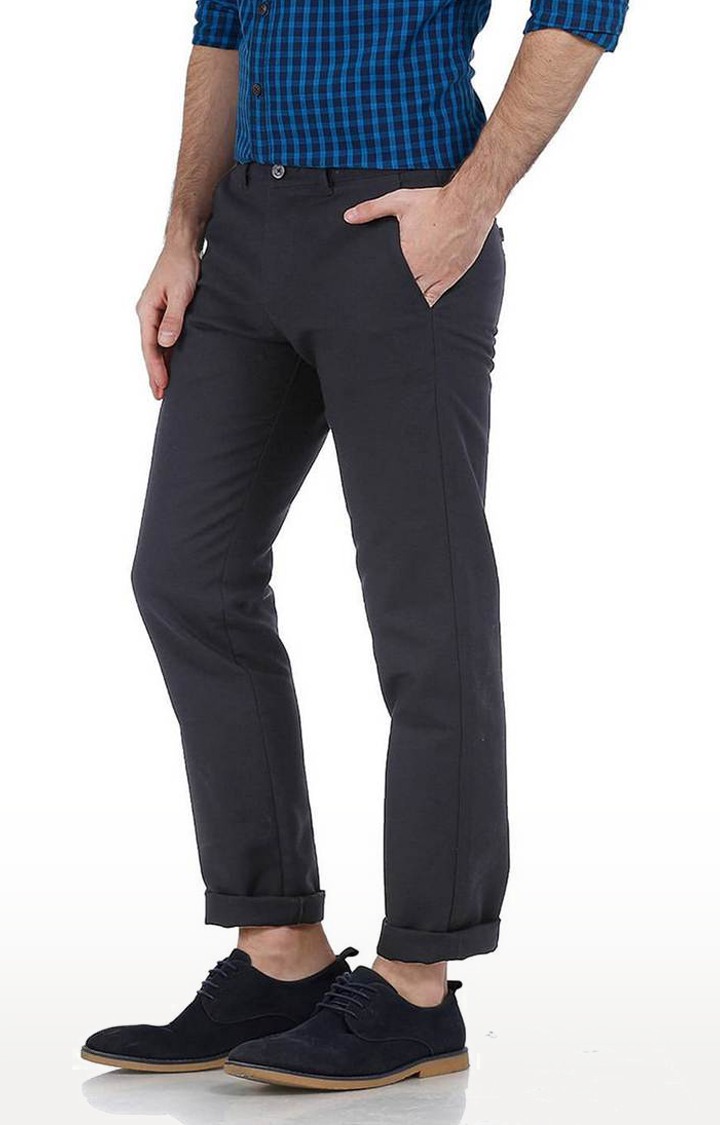 Basics | Men's Black Cotton Solid Chinos 1