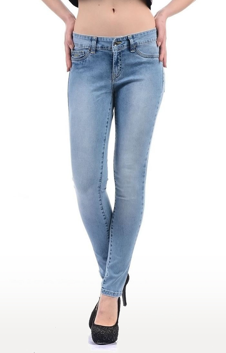 Pepe Jeans | Women's Blue Cotton Blend Skinny Jeans 0