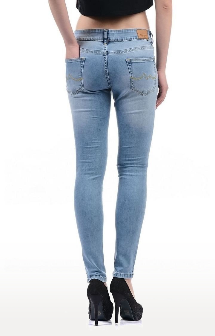 Pepe Jeans | Women's Blue Cotton Blend Skinny Jeans 4