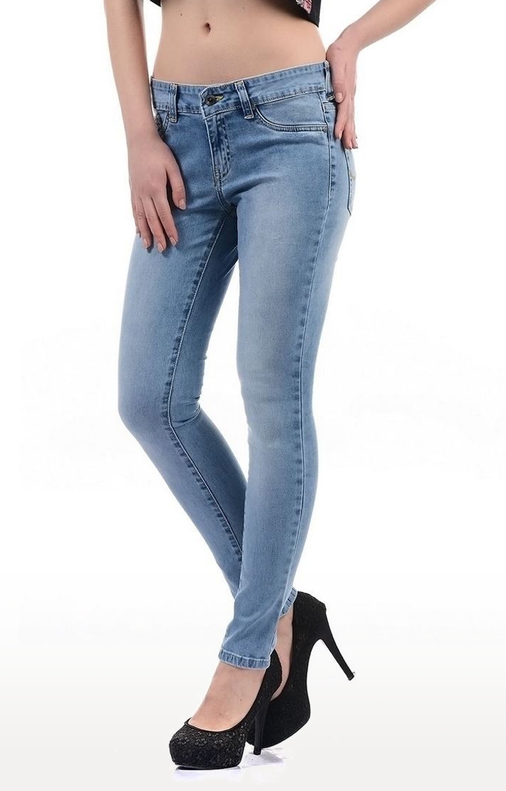 Pepe Jeans | Women's Blue Cotton Blend Skinny Jeans 2