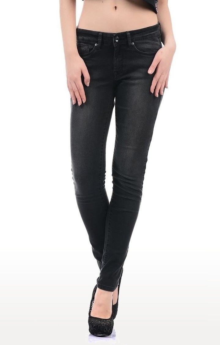 Pepe Jeans | Women's Black Cotton Blend Slim Jeans 0