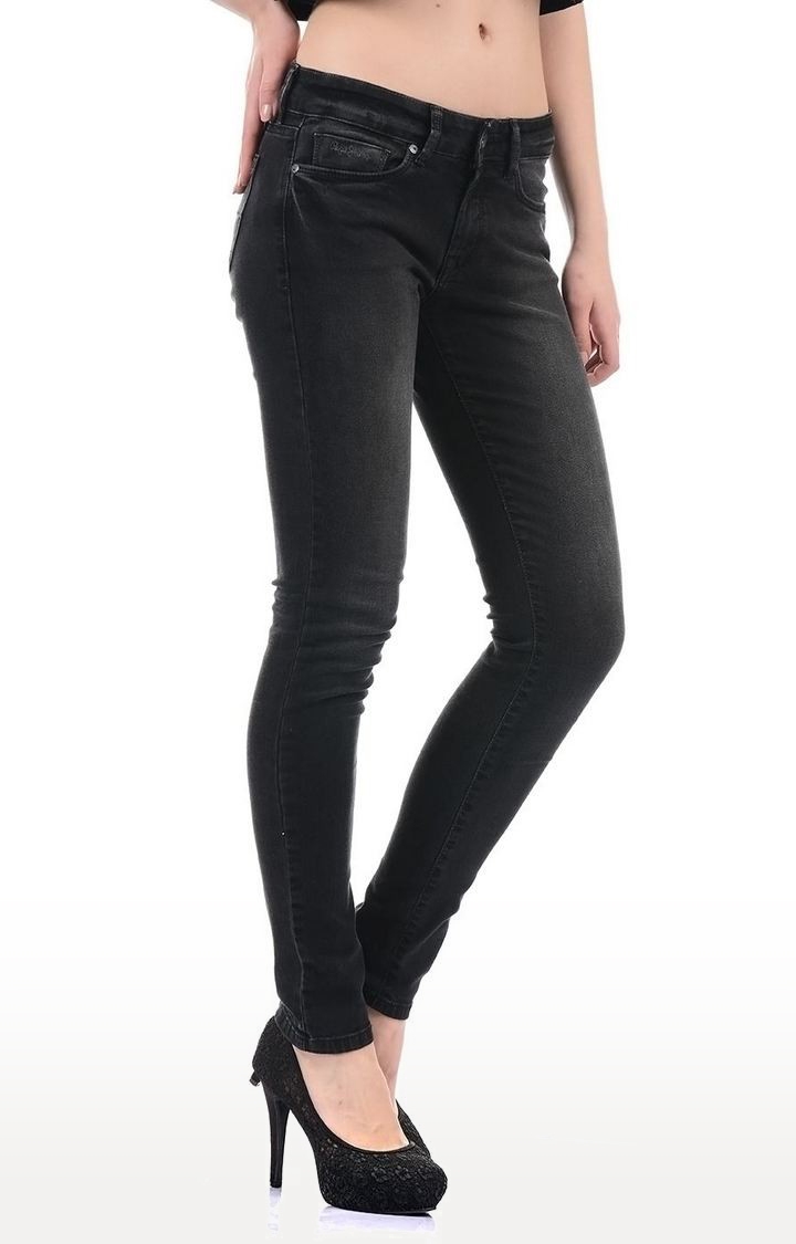Pepe Jeans | Women's Black Cotton Blend Slim Jeans 2