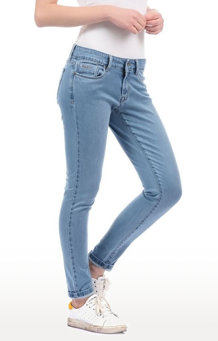 Pepe Jeans | Women's Blue Cotton Blend Slim Jeans 3