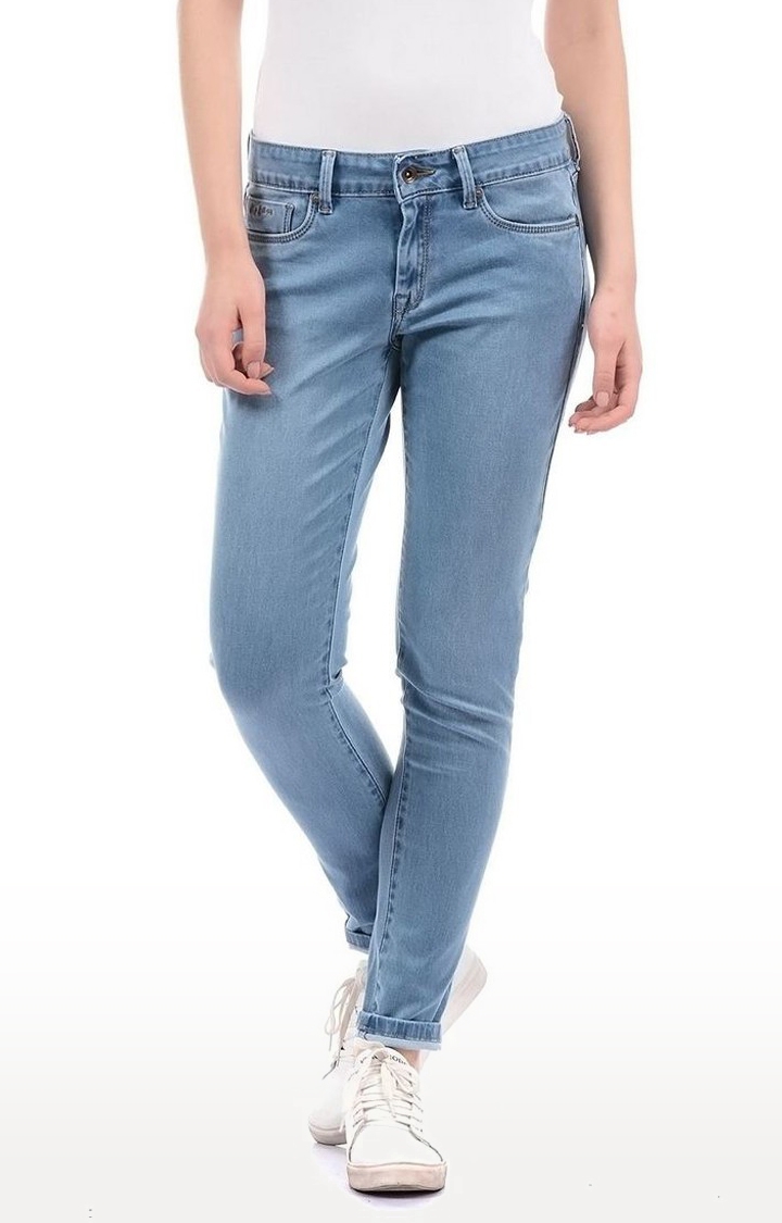 Pepe Jeans | Women's Blue Cotton Blend Slim Jeans 0