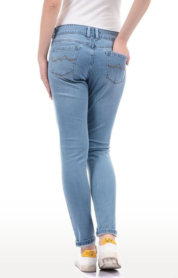Pepe Jeans | Women's Blue Cotton Blend Slim Jeans 4