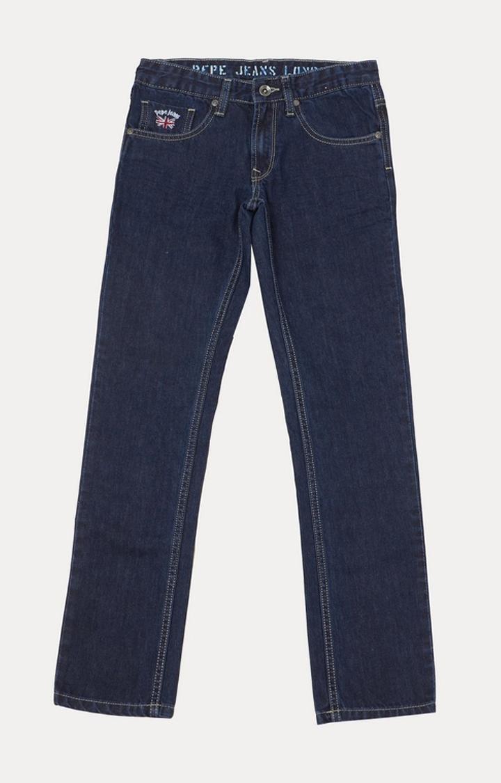 Pepe Jeans | Boys Blue Cotton Straight Jeans 0