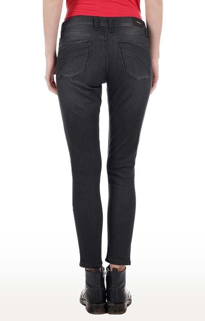 Pepe Jeans | Women's Black Cotton Blend Slim Jeans 4