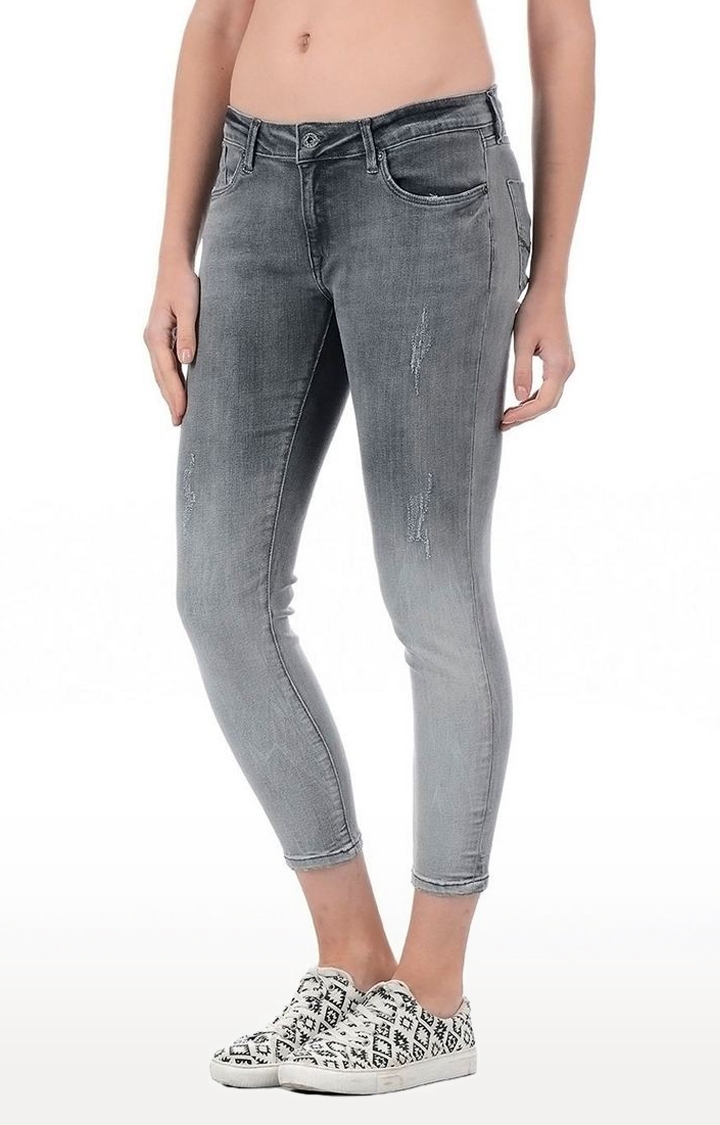 Pepe Jeans | Women's Grey Cotton Blend Slim Jeans 3