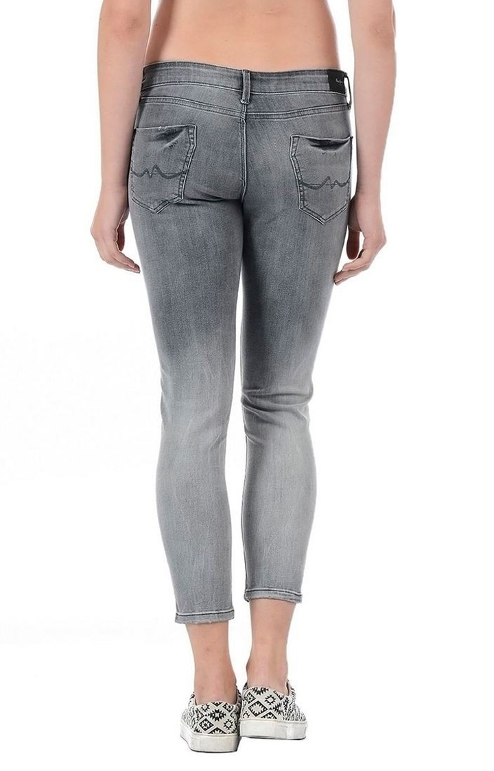 Pepe Jeans | Women's Grey Cotton Blend Slim Jeans 4
