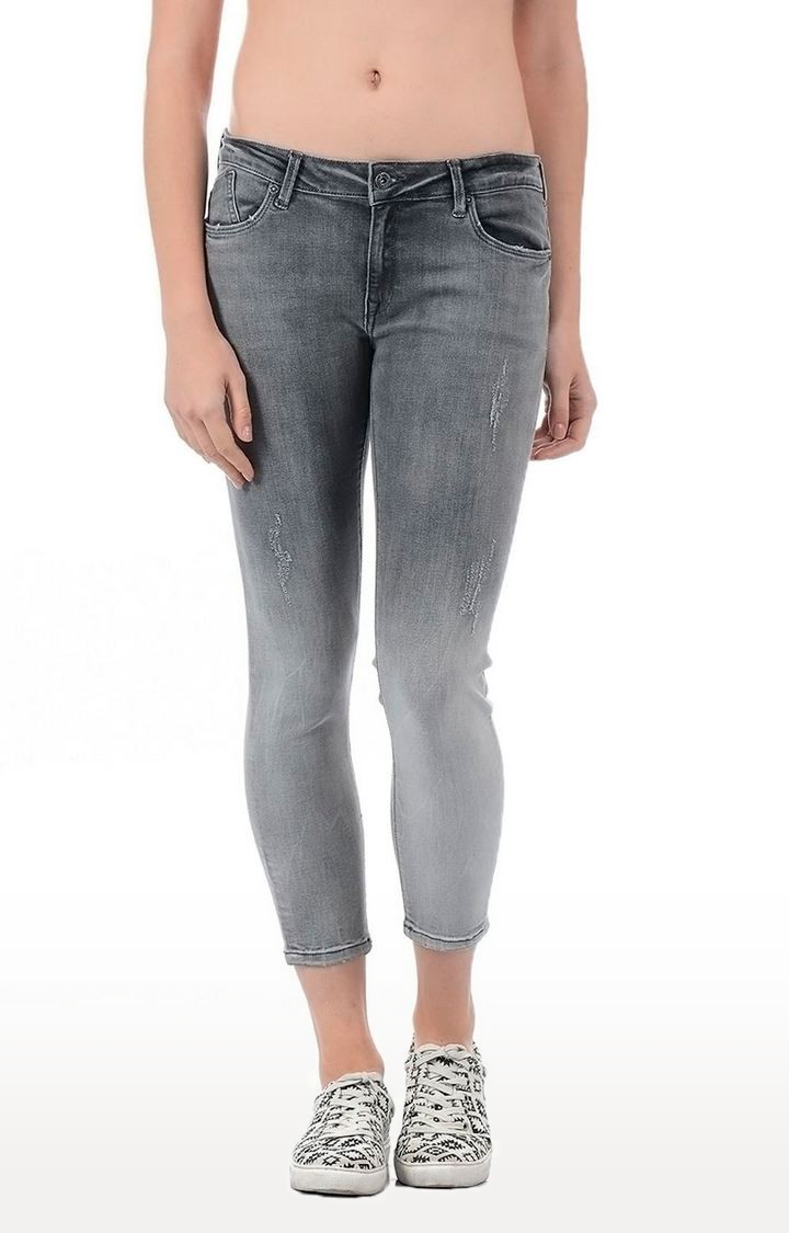 Pepe Jeans | Women's Grey Cotton Blend Slim Jeans 0