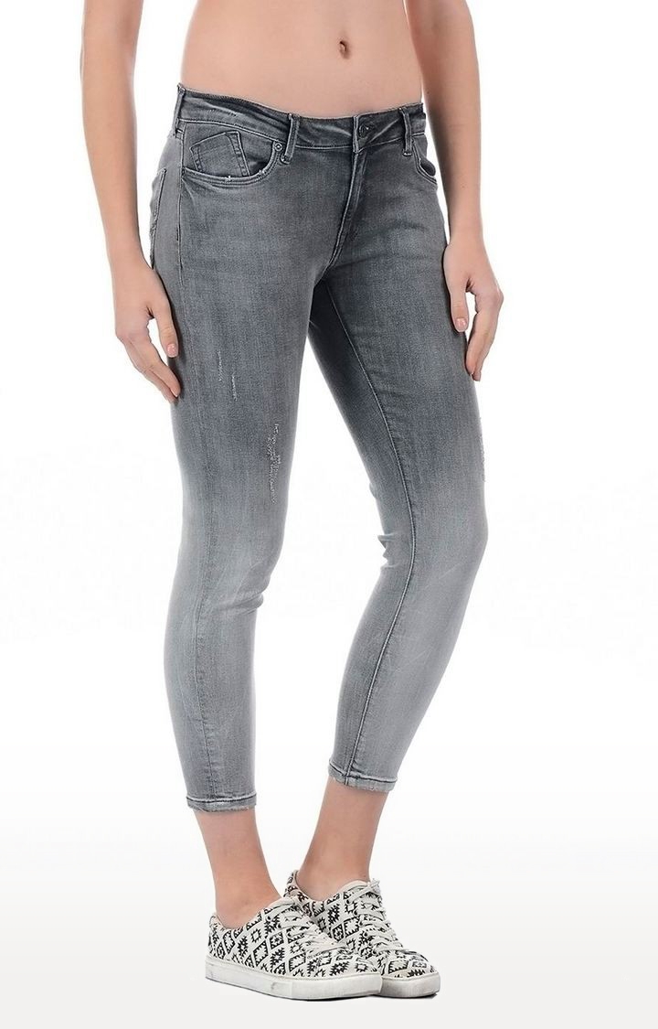 Pepe Jeans | Women's Grey Cotton Blend Slim Jeans 2