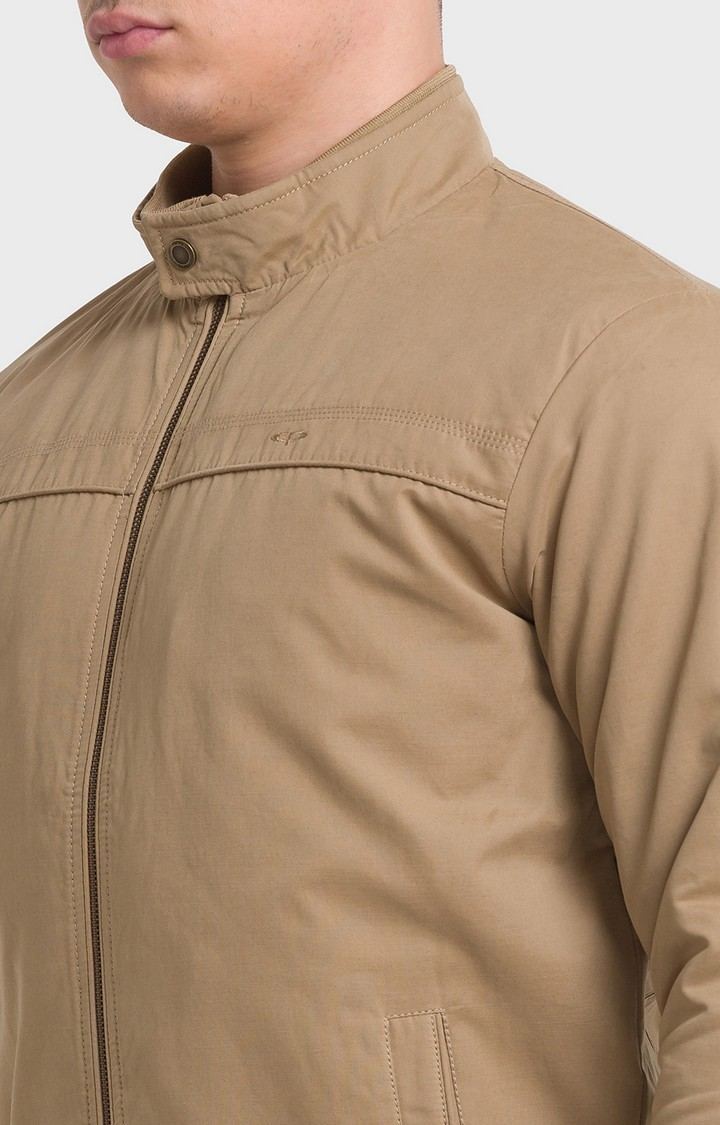 ColorPlus Tailored Fit Beige Bomber Jackets For Men