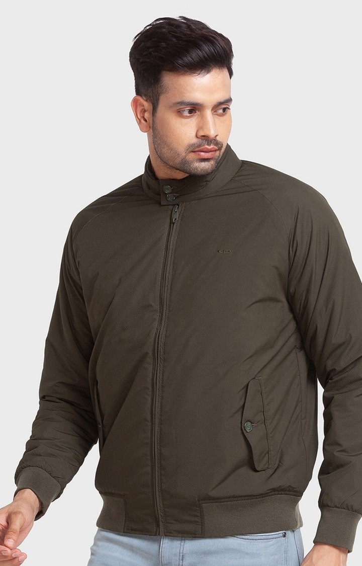 ColorPlus | ColorPlus Tailored Fit Green Bomber Jackets For Men 3