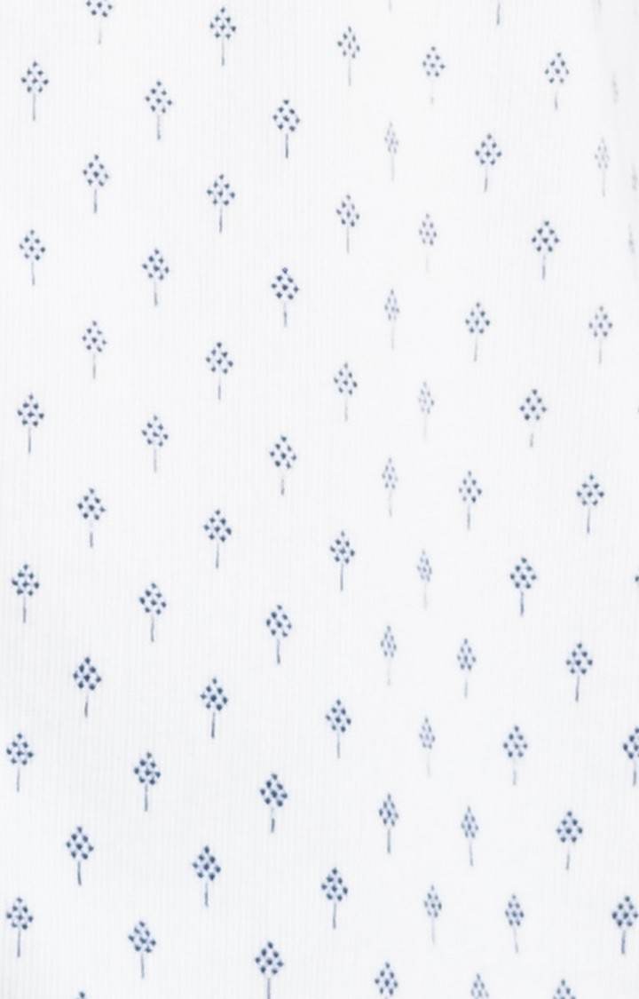 ColorPlus White Print Tailored Fit Casual Shirts For Men