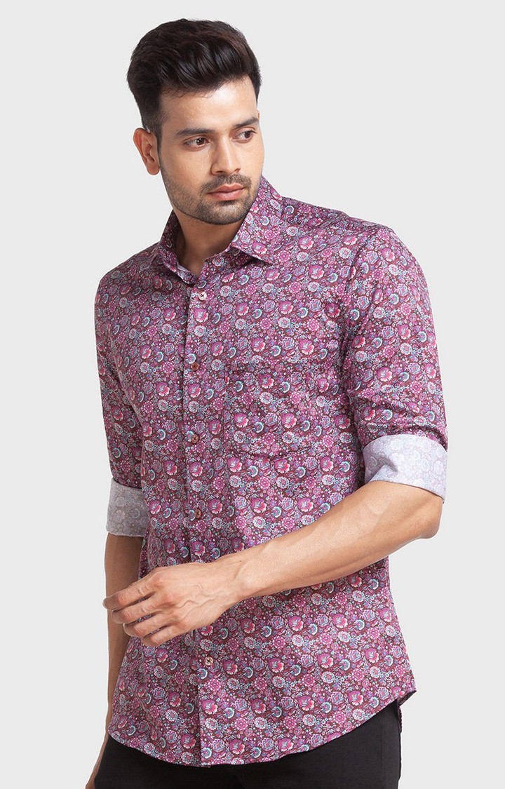 ColorPlus | ColorPlus Red Print Tailored Fit Casual Shirts For Men 3