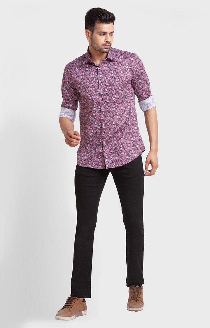 ColorPlus | ColorPlus Red Print Tailored Fit Casual Shirts For Men 1
