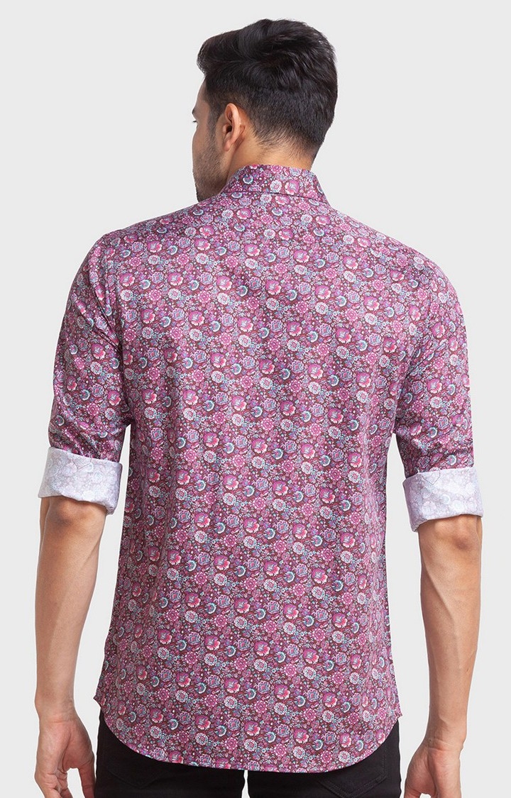 ColorPlus | ColorPlus Red Print Tailored Fit Casual Shirts For Men 4