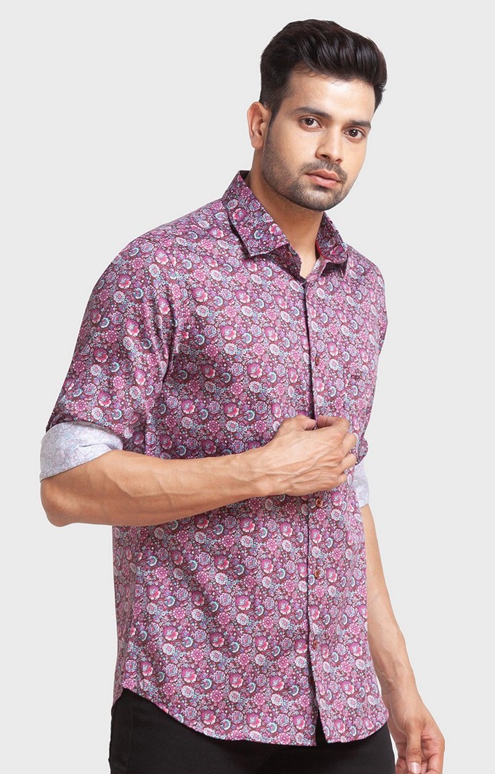 ColorPlus | ColorPlus Red Print Tailored Fit Casual Shirts For Men 2